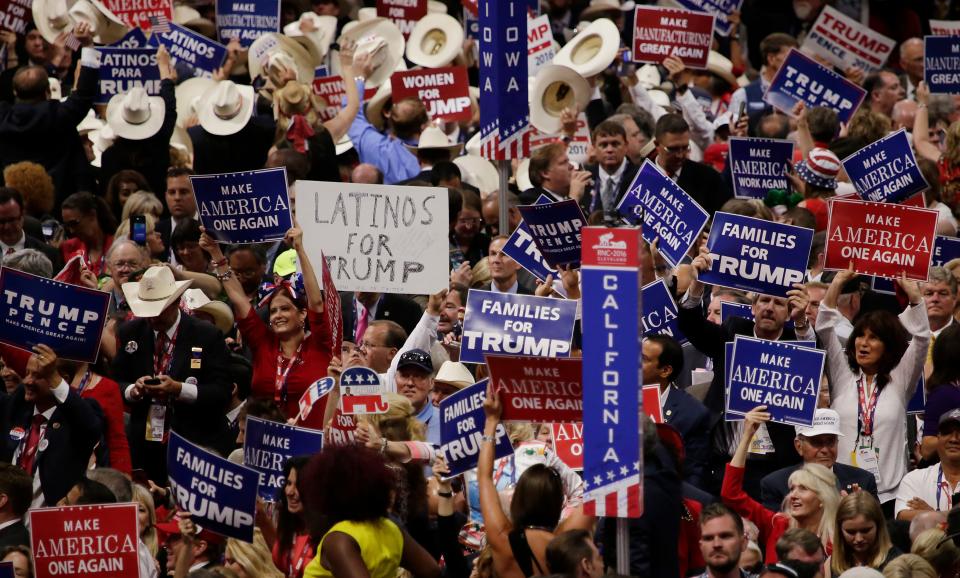 Trump delegates party and dance during the 2016 Republican National Convention.