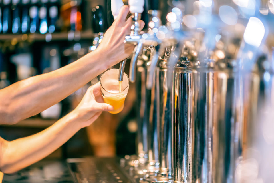 draft beer being poured