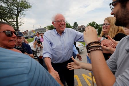 FILE PHOTO: Democratic 2020 U.S. presidential candidate Sanders greets supporters before marching in the Nashua Pride Parade in Nashua