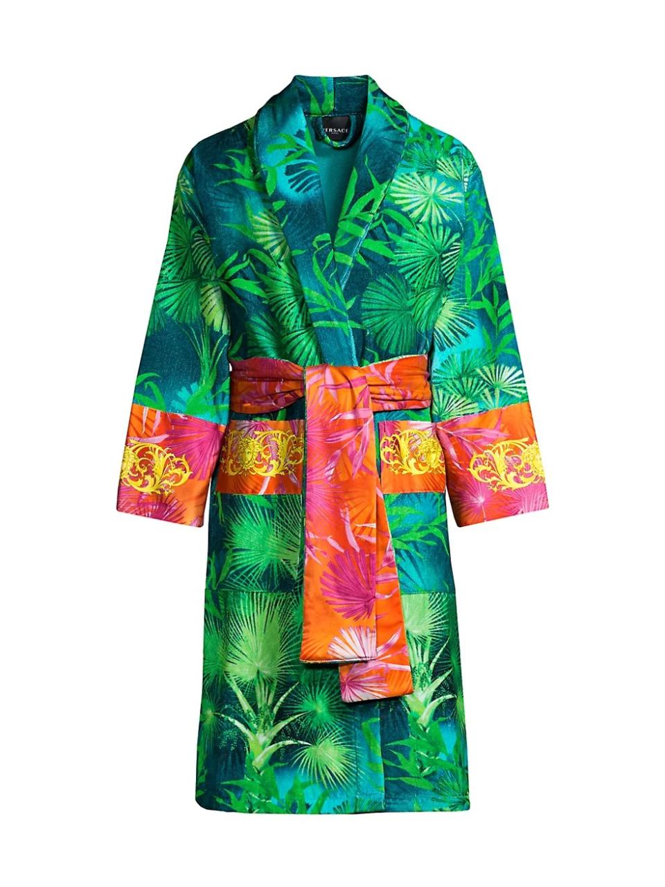 Versace Jungle-Print Cotton Bathrobe