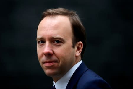 FILE PHOTO: Britain's Secretary of State for Health Matt Hancock is seen outside Downing Street in London