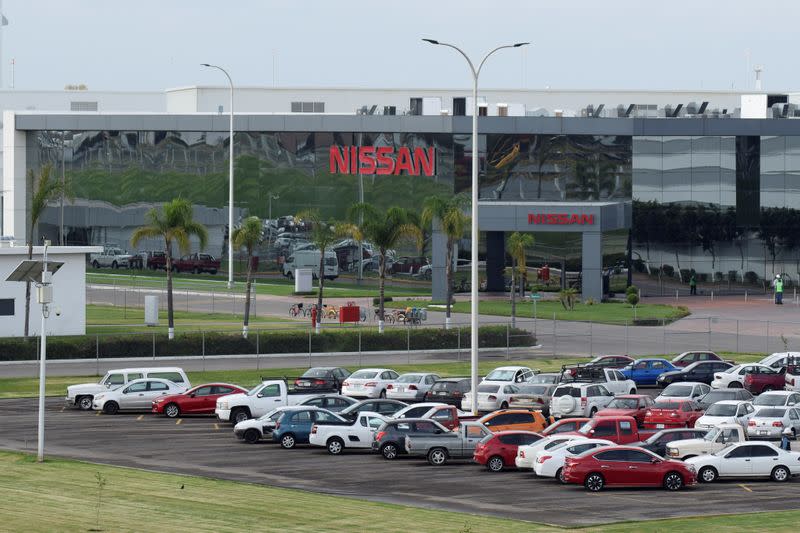 A general view shows part of the Nissan manufacturing complex in Aguascalientes