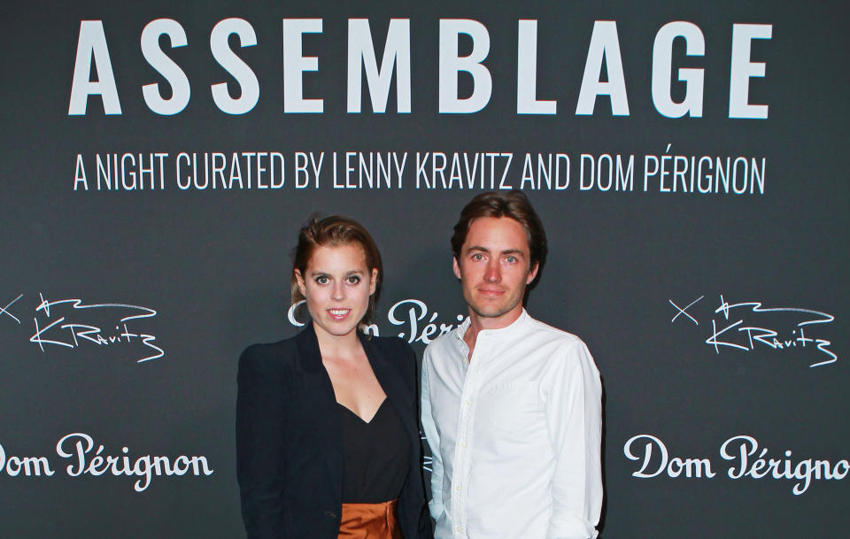 LONDON, ENGLAND -  JULY 10:   Princess Beatrice of York and Edoardo Mapelli Mozzi attend the Lenny Kravitz & Dom Perignon 'Assemblage' exhibition, the launch Of Lenny Kravitz' UK Photography Exhibition, on July 10, 2019 in London, England. (Photo by David M. Benett/Dave Benett/Getty Images for Dom Perignon)