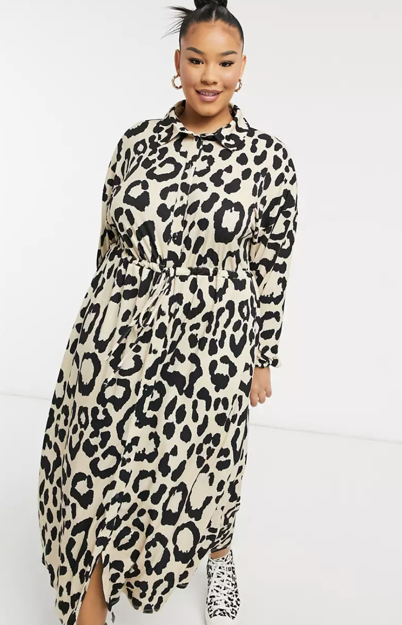 6) Midi Shirt Dress in Leopard