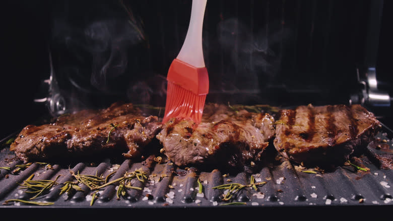 basting brush on steak