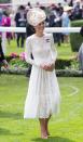 <p>Kate went for a lacy white Dolce & Gabbana dress and an eye-catching Jane Taylor hat in 2016.<br><i>[Photo: PA]</i> </p>