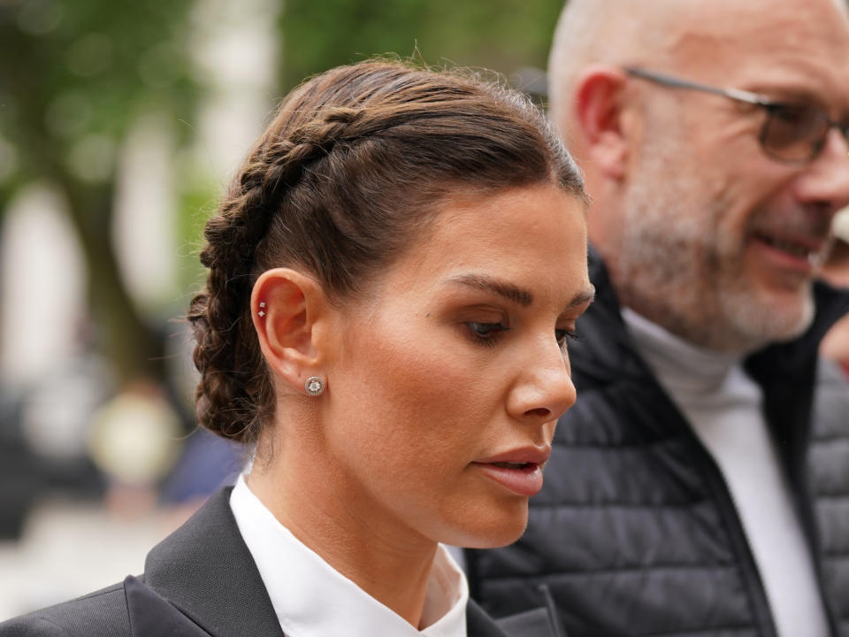 Rebekah Vardy arrives at the Royal Courts Of Justice, London, for the high-profile libel battle between Rebekah Vardy and Coleen Rooney. Picture date: Friday May 13, 2022.