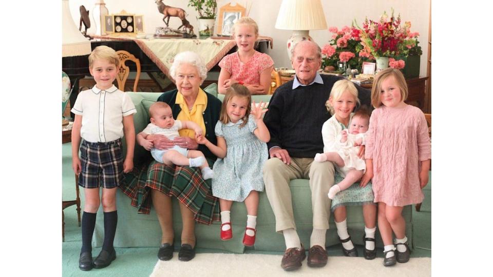 Queen Elizabeth and Prince Philip with their great-grandchildren in 2018