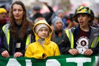 Swedish environmental activist Greta Thunberg attends a youth climate protest in Bristol