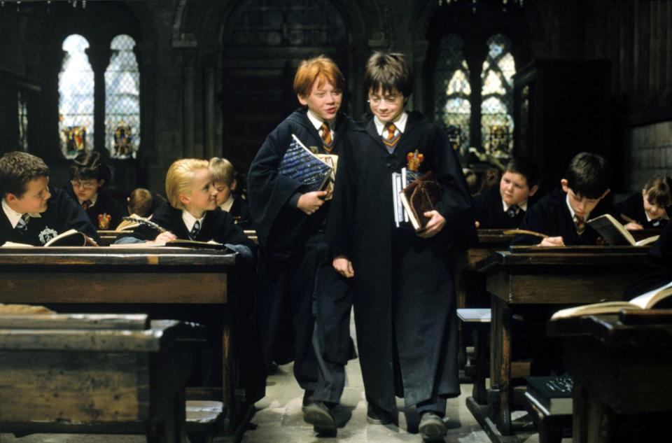 Rupert Grint, left, and Daniel Radcliffe as best friends Ron and Harry, respectively, in 2001's "Harry Potter and the Sorcerer's Stone."