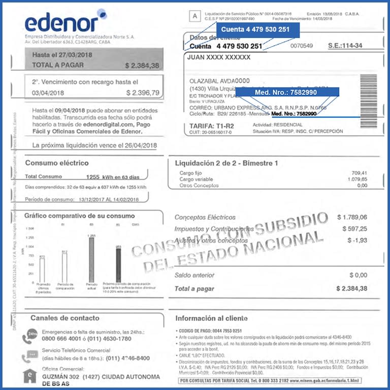 La factura de Edenor.