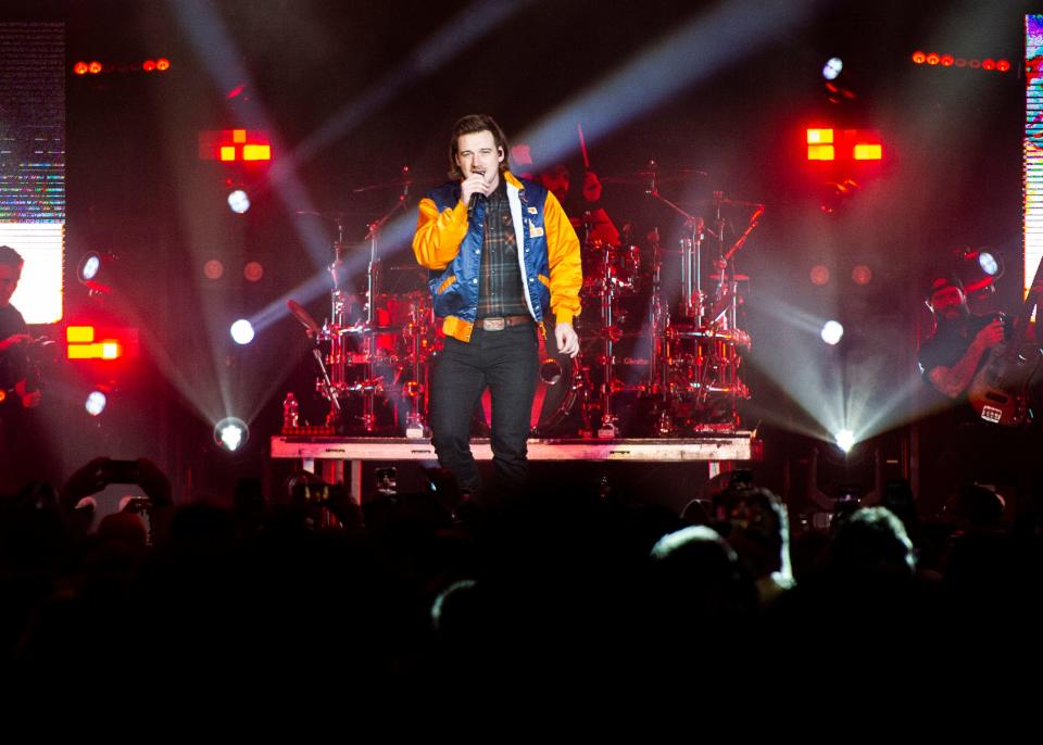 Country singer Morgan Wallen performs during the Jason Aldean's "We Back Tour" on Saturday, Feb. 22, 2020, at Thompson-Boling Arena.