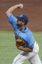 Tampa Bay Rays' Michael Wacha pitches to the New York Yankees during the third inning of a baseball game Sunday, April 11, 2021, in St. Petersburg, Fla. (AP Photo/Chris O'Meara)