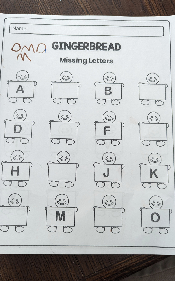 The letters that are filled in do not follow the alphabetical order