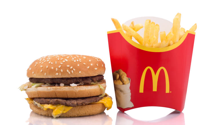 Big Mac hamburger and McDonalds fries