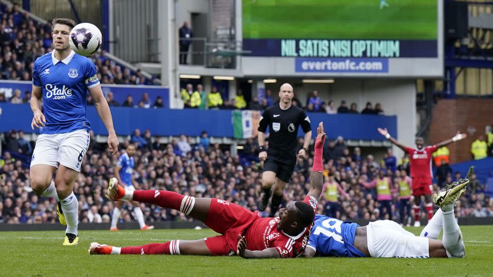 Callum Hudson-Odoi calls for a penalty after a challenge from Ashley Young. - Andrew Yates/AP