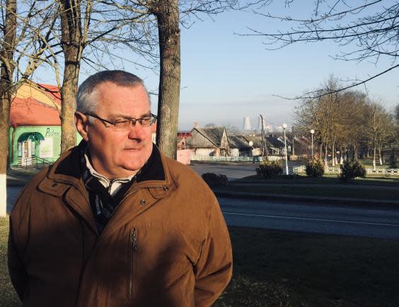 Anti-nuclear activist Nikolai Ulasevich at his home in Vornyany, three miles away from the new nuclear plant (Oliver Carroll)