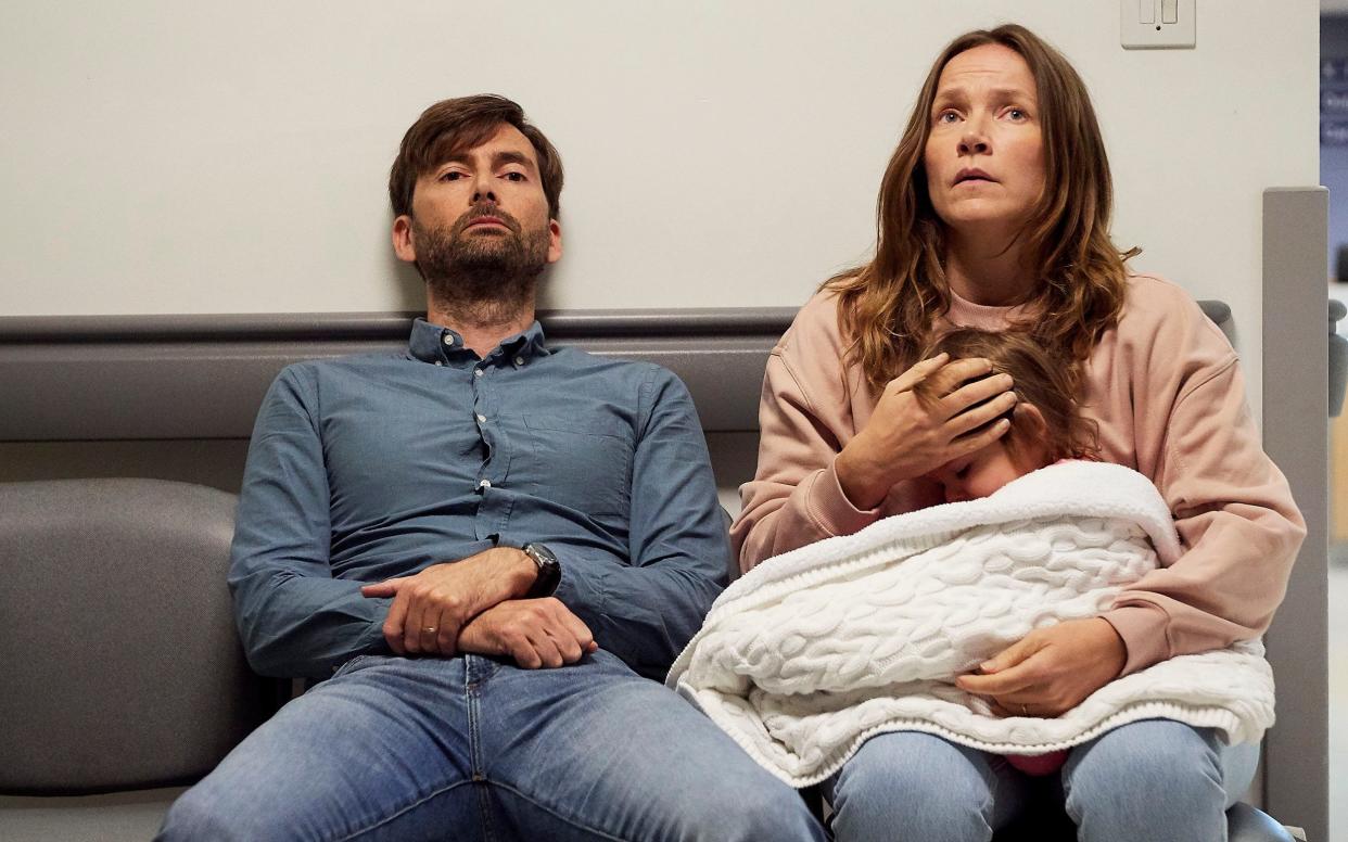 David Tennant and Jessica Hynes play fictionalised versions of writers Shaun Pye and Sarah Crawford - BBC