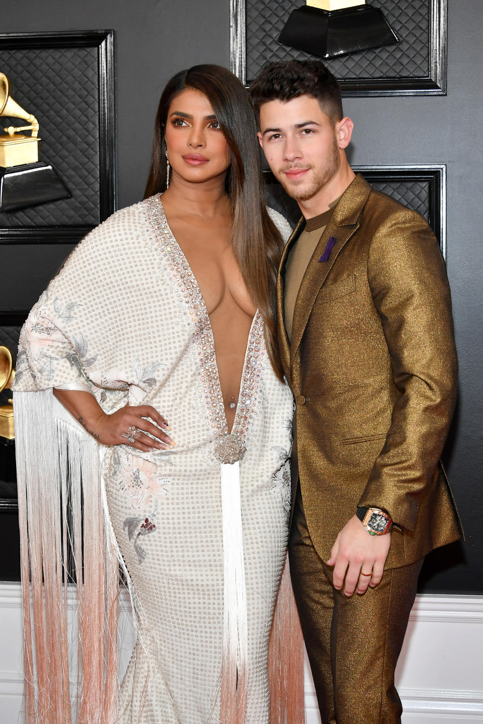 Priyanka Chopra and Nick Jonas attend the 62nd Annual GRAMMY Awards at Staples Center on January 26, 2020 in Los Angeles, California.