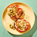 <p>This pizza-inspired English muffin topped with tomato, cheese, olives and oregano does triple duty—it's great as a snack or as part of a delicious breakfast or lunch.</p>