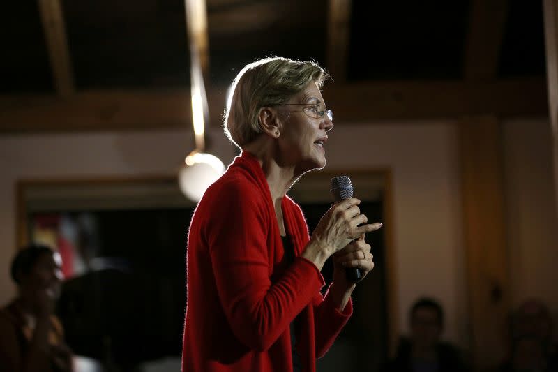 FILE PHOTO: Democratic U.S. presidential candidate Senator Elizabeth Warren attends a town hall event in Fairfield