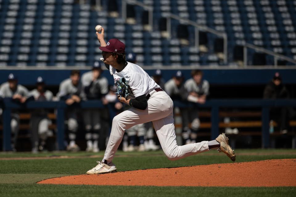 Worcester Academy's Mav Rizy, shown pitching earlier this season during a game against Phillips Andover at Polar Park, made his college plans official with his commitment to LSU.