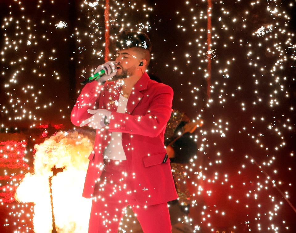 Bad Bunny, seen here performing during the 22nd Annual Latin GRAMMY Awards at MGM Grand Garden Arena on November 18, 2021 in Las Vegas, Nevada, will play two nights at Orlando's Amway Center.