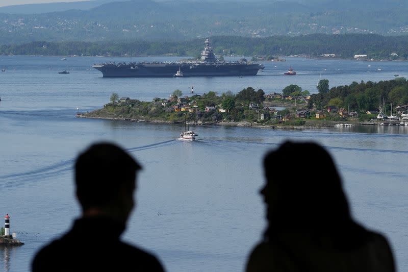 The aircraft carrier USS Gerald R. Ford in Oslo