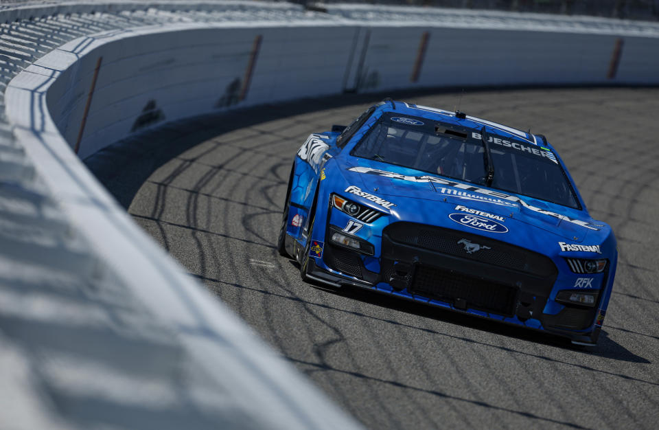 RICHMOND, VIRGINIA - JULY 29: Chris Buescher, driver of the #17 Fastenal Ford, drives all by technique of be conscious for the NASCAR Cup Series Cook dinner Out 400 at Richmond Raceway on July 29, 2023 in Richmond, Virginia. (Photo by Sean Gardner/Getty Photos)