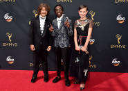 <p>Is it sad or impressive that these kids are better dressed than most adult celebrities this week? At the Emmys on Sunday night, three of the five “Stranger Things” kids walked the red carpet in style. We especially love Millie Bobby Brown’s feminine frock with a sheer overlay that features pretty birds. <i>(Photo by Alberto E. Rodriguez/Getty Images)</i></p>