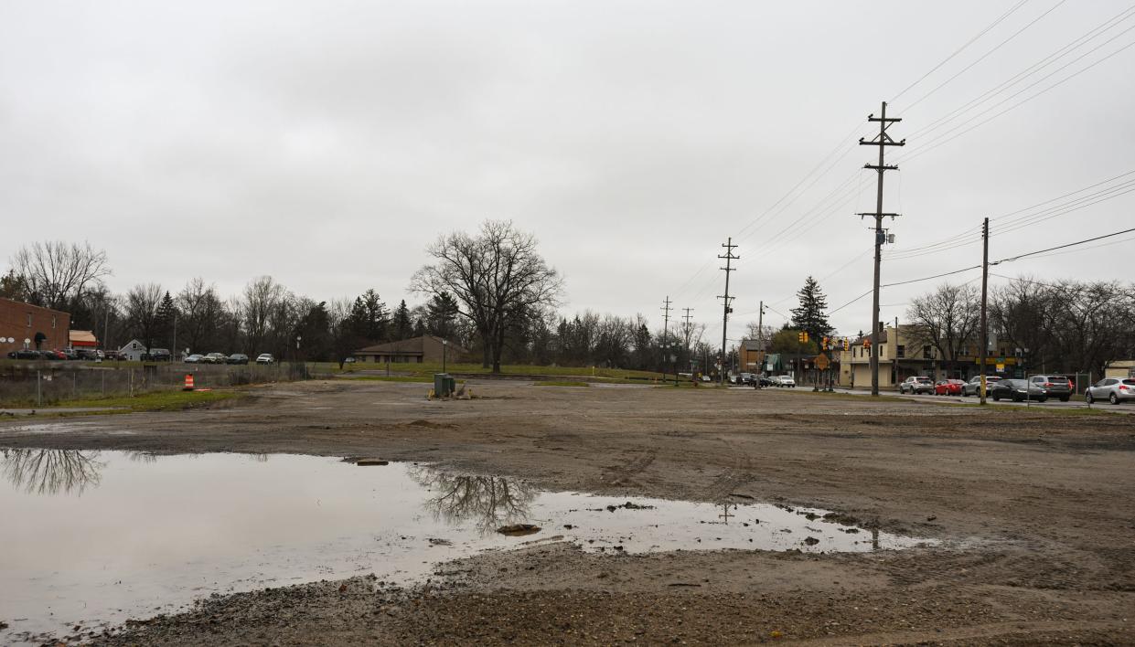 An empty lot near the corner of Hamilton and Okemos Roads in Meridian Township, seen Friday, Dec. 3, 2021.