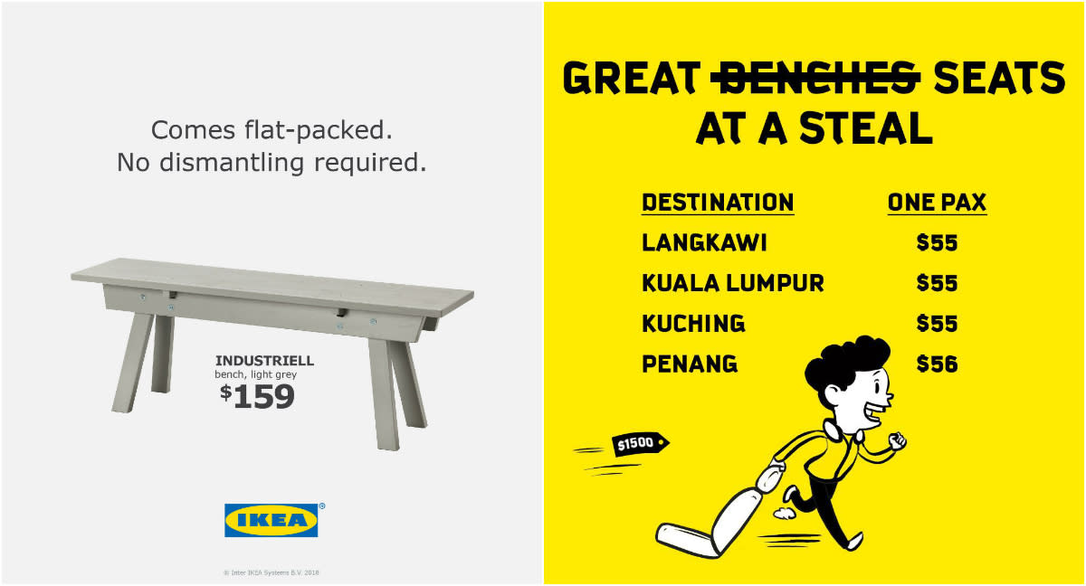 IKEA and Scoot put out parody ads based on the stolen bus stop bench at Braddell Road.