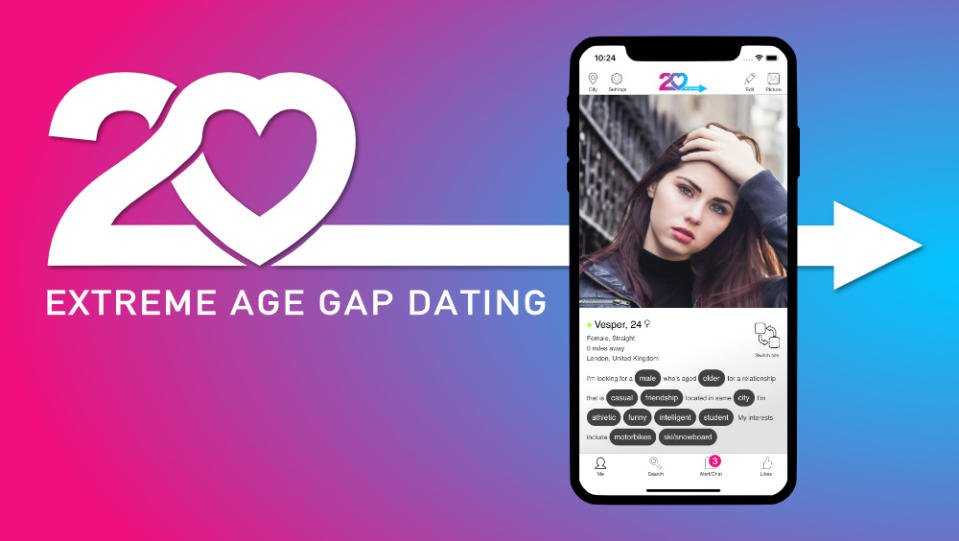 20 Dating is a new 'extreme' age gap dating app. Photo: 20 Dating (supplied).