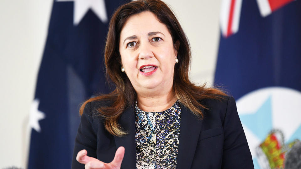 Queensland Premier Annastacia Palaszczuk, pictured here addressing the media in Brisbane.