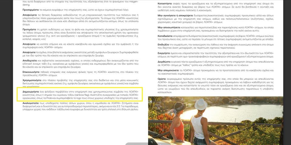 <span>Screenshot of the guide of conduct published by the Ministry of Tourism. AFP highlighted in yellow the sentence where the word "flag" has been spotted. Image captured: 11/04/2024.</span>