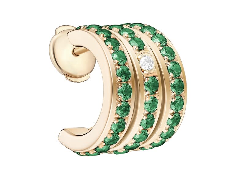 PIAGET Possession系列18K玫瑰金祖母綠鑽石三圈耳環，建議售價NT$228,000