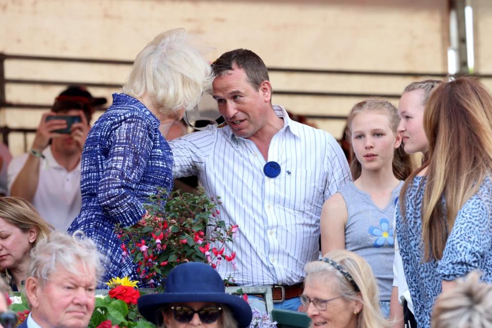Mr Phillips introduces Ms Sperling to Queen Camilla at the Badminton Horse Trials (Chris Jackson/PA Wire)