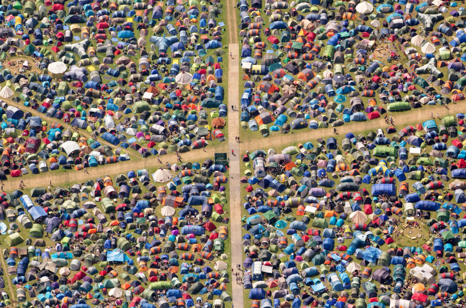 Campers at Glastonbury Festival, Pilton, Somerset (SWNS)