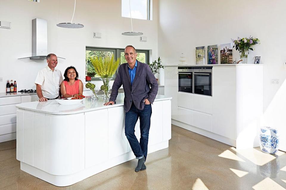 Chard and Peter Berkin with Kevin McCloud when he visited them for the big reveal back in 2014 (Grand Designs)