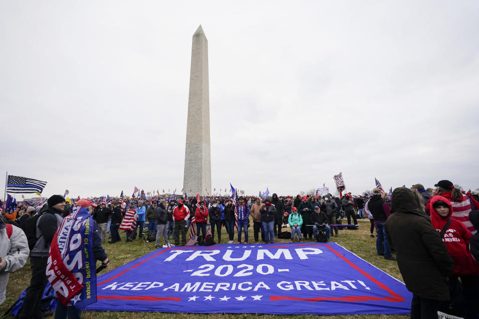 Supporters loyal to President Donald Trump attend a rally on the Ellipse near the White House on Jan. 6, 2021, in Washington. (AP Photo/Julio Cortez)