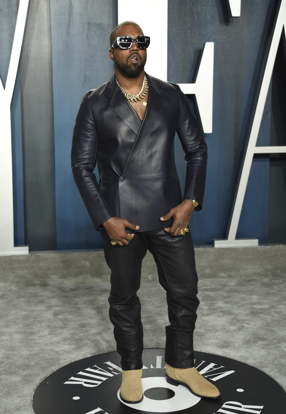 Kanye West arrives at the Vanity Fair Oscar Party on Sunday, Feb. 9, 2020, in Beverly Hills, Calif. (Photo by Evan Agostini/Invision/AP)