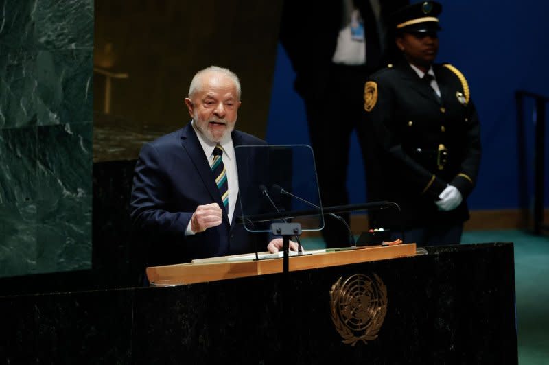 Brazilian President Luiz Inacio Lula da Silva speaks in Sept. 2023 at the UN General Assembly 78th session at the United Nations Headquarters in New York City. But the idea of legalization is likely to stay in the hands of Brazil’s legislative process as the country’s current president, a Worker’s Party member on his second stint in the presidency, has remained largely mum on the issue. Photo by Jason Szenes/UPI