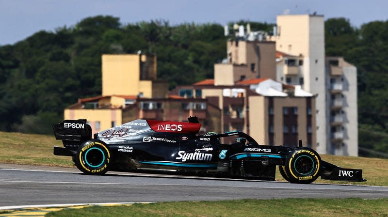 Lewis Hamilton of Mercedes during the 2021 Formula 1 Brazil Grand Prix.