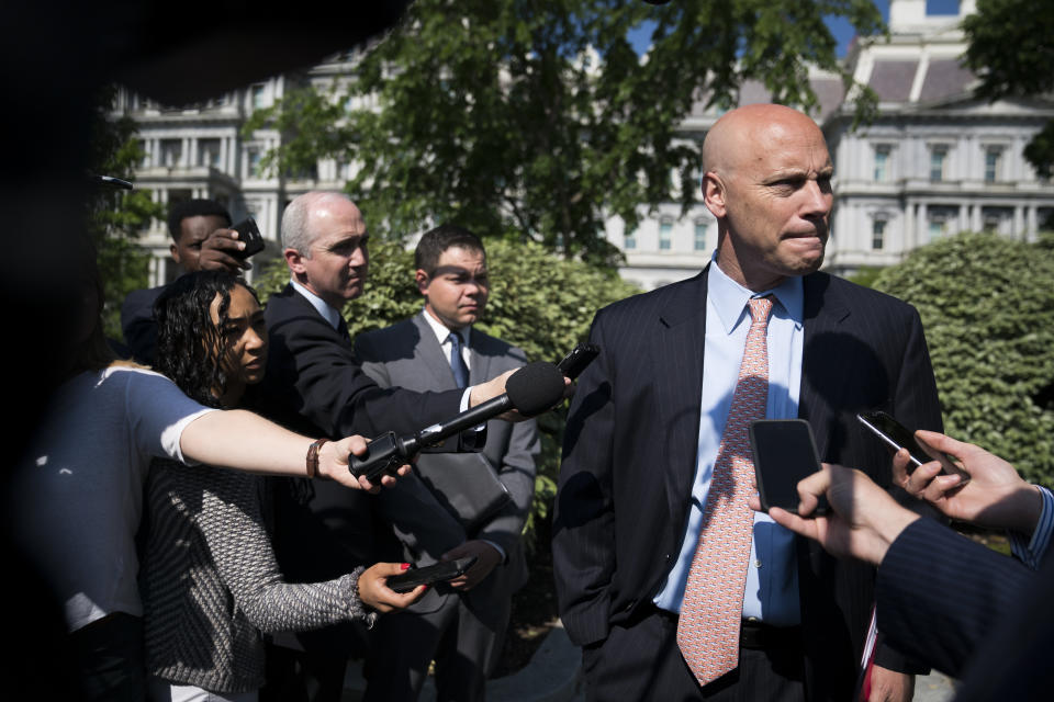 Short, seen here with reporters in May, didn't speak out about the White House's much-criticized response to the deadly neo-Nazi rally last August that took place near the University&nbsp;of Virginia's campus in Charlottesville. (Photo: The Washington Post via Getty Images)
