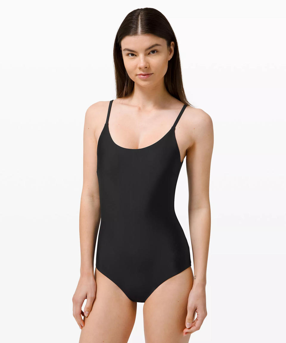 Lululemon Waterside One-Piece Swimsuit B/C Cup, Medium Bum Coverage in Black (Online Only) (Photo via Lululemon)
