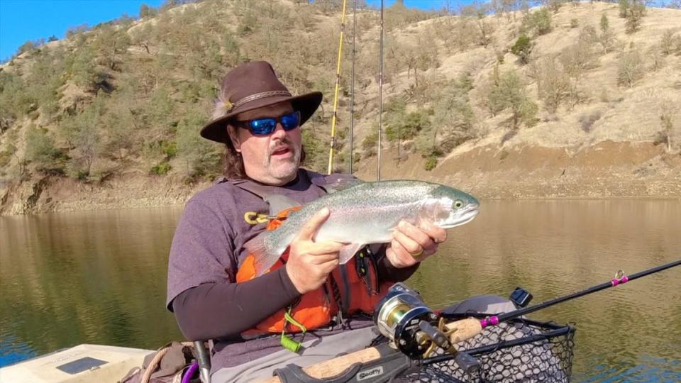Cal Kellogg of fishhuntshoot.com hooked and released this gorgeous rainbow trout while trolling from his kayak on Lake Berryessa on December 21.