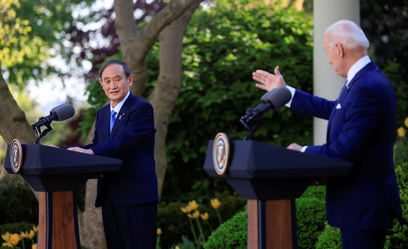 U.S. President Biden holds joint news conference with Japan's Prime Minister Suga at the White House in Washington