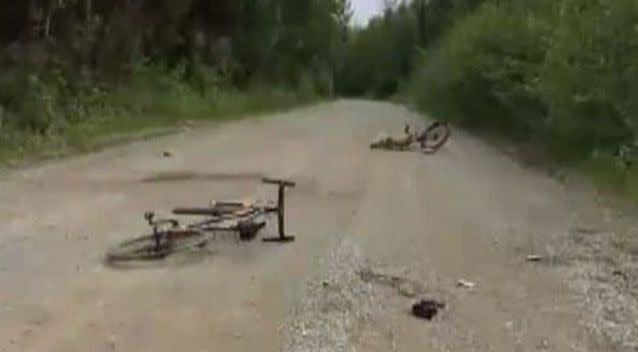 The bikes were left abandoned on the track following the attack. Source: 7 News