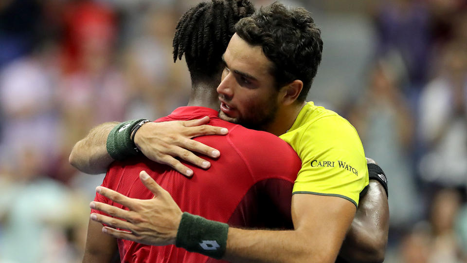 Matteo Berrettini and Gael Monfils, pictured here after their US Open match.