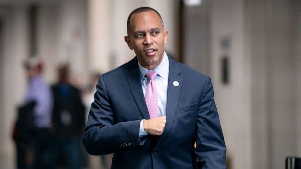 PHOTO: Hakeem Jeffries arrives for leadership elections where he is expected to become the top Democrat in the House when Nancy Pelosi steps down as speaker, at the Capitol in Washington, Nov. 30, 2022. (J. Scott Applewhite/AP)